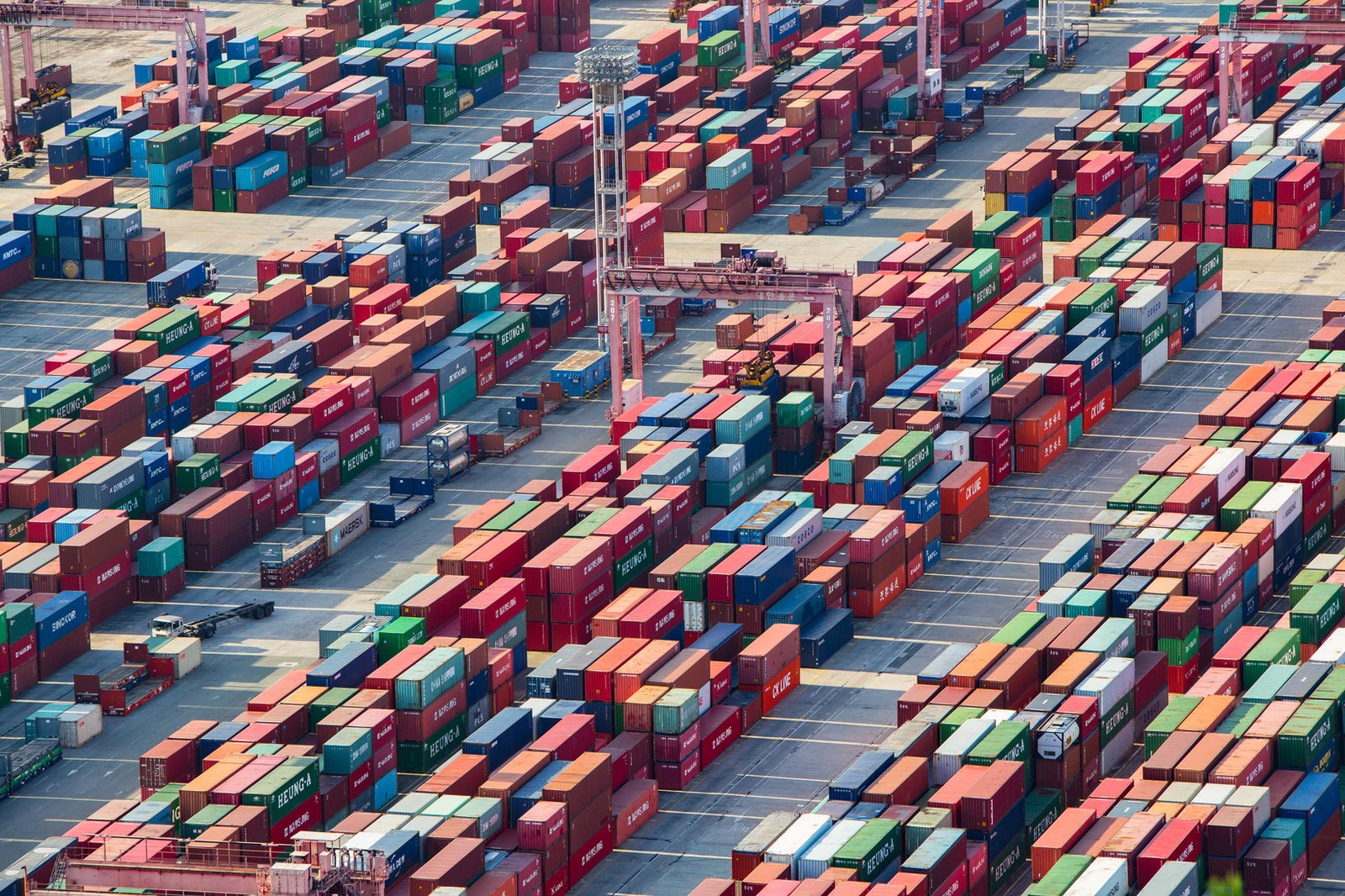 Port operations with cranes and containers
