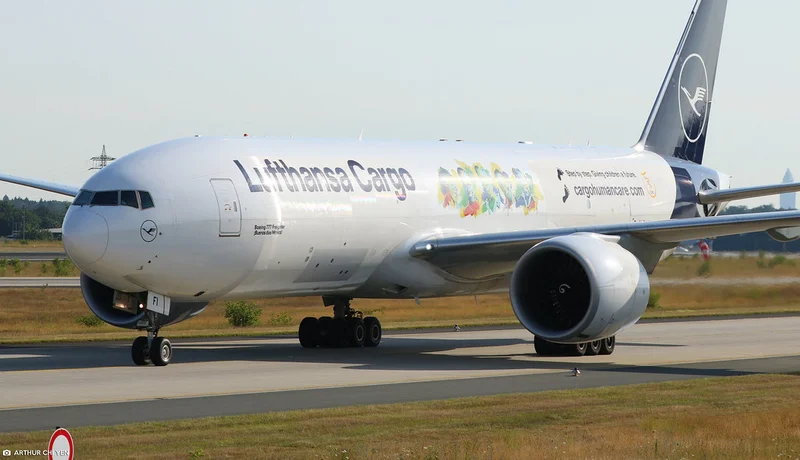 Lufthansa Cargo Boeing 777F freighter on the taxiway